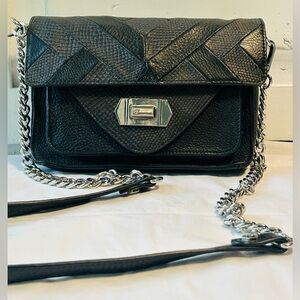 Like New Linea Pelle Black Italian Leather Convertible Crossbody